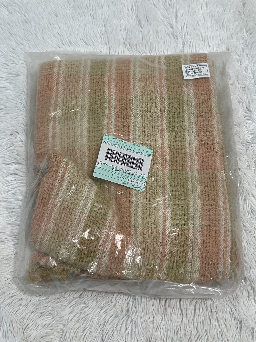 🥕 NWT Cotton Throw Blanket 50”x60”
